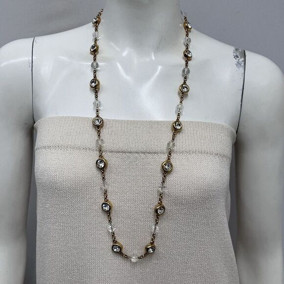 Camrose Kross JBK Jacqueline‎ Kennedy Crystal and Bead Long Necklace 33" Long - Picture 1 of 6